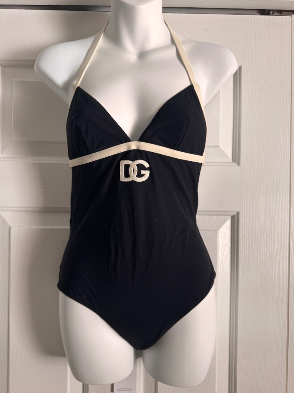 NWT DOLCE & GABBANA One Piece Black & Cream Swimsuit Size S